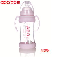 240ml宽口全自动手柄防摔晶钻玻璃奶瓶