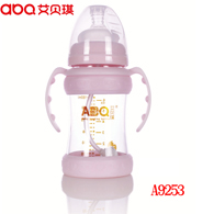 180ml宽口全自动手柄防摔晶钻玻璃奶瓶